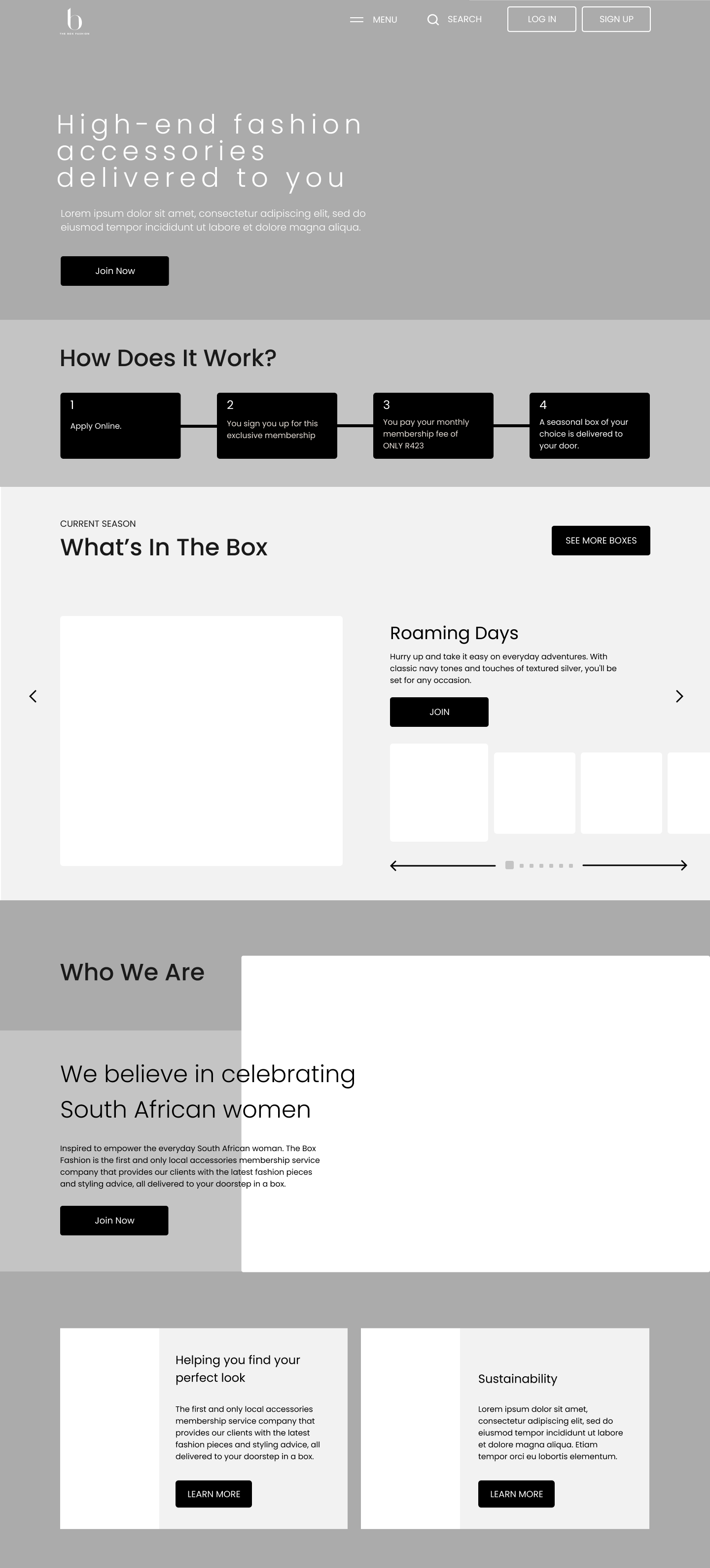 Wireframe for the about page